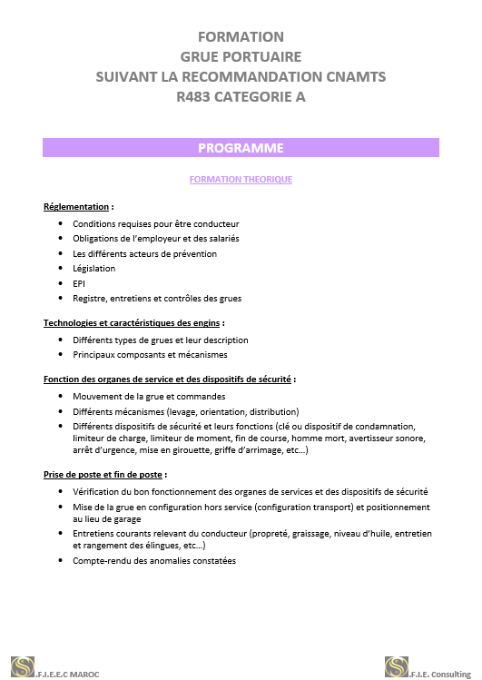 Formation Grue portuaire R483 :: SOFIEEC MAROC-SOFIEC Fr