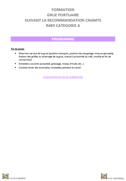 Formation Grue portuaire R483 :: SOFIEEC MAROC-SOFIEC Fr