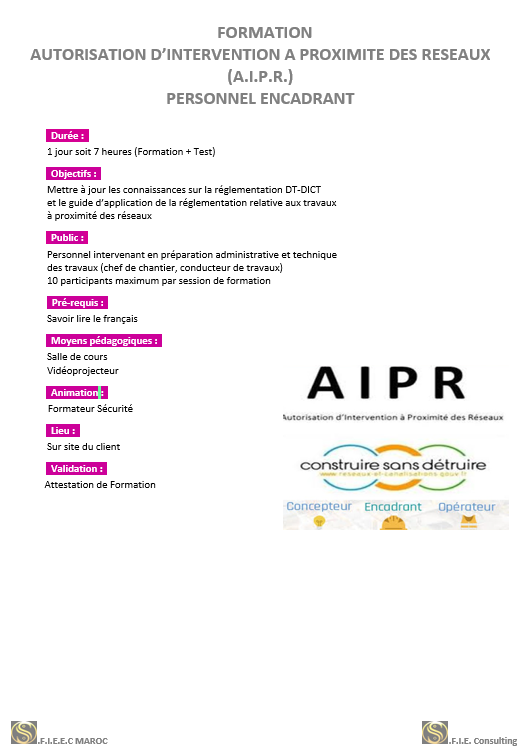 Formation AIPR Encadrant SOFIEEC MAROC SOFIEC Fr